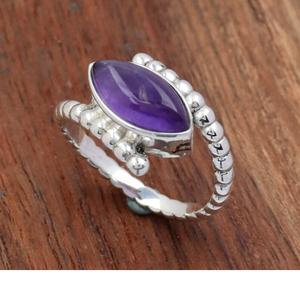 Anillo de amatista natural Anillo de bodas con cuentas de marquesa de Plata de Ley 925 - Product Image 3