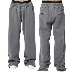 กางเกงสเวตเตอร์ผู้ชายสำหรับฤดูใบไม้ร่วงกางเกงวินเทจผ้าเปียกปานกลางดีไซน์ลำลองขากว้างเอวกลาง - Product Image 1