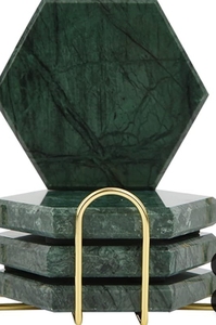 Ensemble de 4 sous-verres élégants en pierre de marbre naturel fabriqués à la main Tapis et tampons d'emporium fonctionnels dans de nouvelles formes uniques - Product Image 4