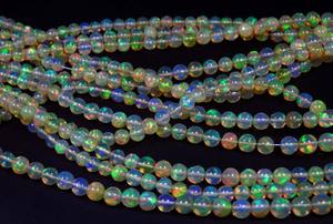 Perles éthiopiennes Welo Opal de haute qualité iridescence boules lisses 3-6mm couleur arc-en-ciel 18 "brin perles de sphère Flashy naturelles - Product Image 4