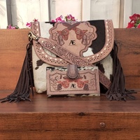 Tas tangan kulit sapi kerajinan tangan barat asli tas malam bergaya tas Clutch bulu ukir Set Kombo mode unik wanita