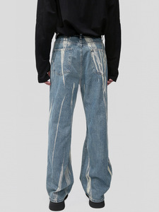 กางเกงยีนส์ทรงหลวมสำหรับผู้ชายกางเกงยีนส์สไตล์เกาหลีใหม่กางเกงยีนส์สีน้ำเงินออกแบบได้เอง - Product Image 4