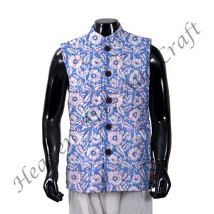 Veste matelassée en coton faite à la main imprimée, poche avant ouverte, veste pour hommes, vêtements matelassés, veste en coton imprimée - Product Image 1
