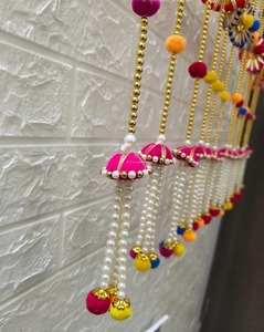 ที่แขวนติดผนังตกแต่งลายดอก Pom Pom chakri สมบูรณ์แบบสำหรับฉากหลังงานแต่งงานเวทีที่หรูหราการตกแต่งกิจกรรมพิเศษ Mandir - Product Image 4