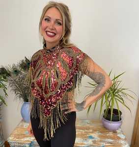 Elegante capa burlesca Hermoso bordado Hebras de cuentas Lentejuelas para ocasiones festivas con perlas Sujetadores naturales - Product Image 6