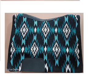 Alfombrilla de sillín de caballo contorneada occidental, lana NZ con forro de tela, manta de equitación ecuestre rellena de algodón - Product Image 1