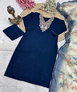 ชุดงานปาร์ตี้ที่ได้รับการคัดสรรมากที่สุดเสื้อไหมไหม sharara กับ dupatta ผู้หญิงใส่ alphanumero เย็บอย่างเต็มที่ - Product Image 3