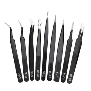 9Pcs Industriële Pincet Wees Pincet Set Professionele Anti-Statische Pincet Kit Voor Elektronische Repareren Solderen Crafting