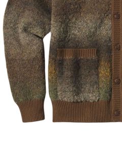 <b>Brown</b> Green Mix Pattern <b>Wool</b> Look Men Cardigan Sweater With Warm Thick Fabric And Button Closure For Winter Fashion - Product Image 5