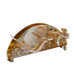 Elégant porte-serviettes plaqué argent avec base en marbre et accent floral pour porte-serviettes de table Accent décoratif pour la maison - Product Image 4