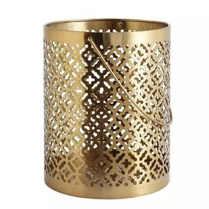 Porte-bougie votif en métal suspendu, finition dorée, forme ronde, décoration d'éclairage pour la maison et Noël - Product Image 1