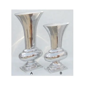 Collection de qualité : Grand vase à fleurs en métal plaqué or et argent, style américain, écologique, pour la décoration intérieure au sol - Product Image 2