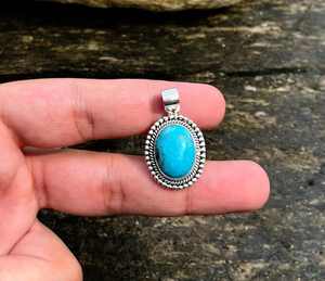 Abalorios colgantes finos de Plata de Ley 925 hechos a mano, superventas, 12x10mm, forma ovalada, Arizona, turquesa, rodio, regalos de joyería para mujer - Product Image 4