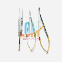 Juego de Pinzas Oftálmicas Castroviejo Micro Scissors Needle Holder Curved TC Forceps, Calidad Alemana, Acero Inoxidable de Grado Médico, CE