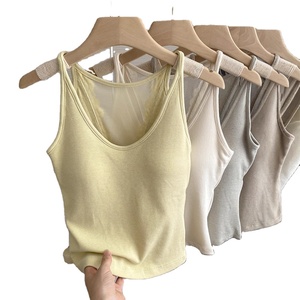 Débardeur sans manches pour femme, dos élégant, soutien-gorge intégré, bonnets fixes, tricot chaud pour l'automne et l'hiver, décontracté, dos nageur - Product Image 5