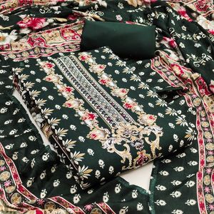 Conjunto de Salwar Kameez de Rayón Estampado con Dupatta de Seda Chanderi - Estilo Tradicional 2.4m Inferior 2.3m Superior 2.1m Dupatta - Product Image 4