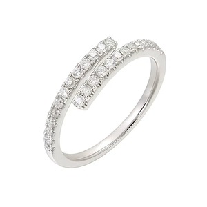 Anillo de Diamantes de Doble Barra con Certificación de Diamantes Cultivados en Laboratorio, Joyería Peaceful, Oro Sólido de 14K, Engaste de Puntas F-VS2 - Product Image 3