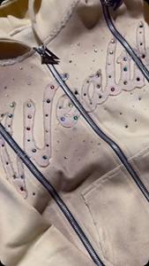 Sudadera con capucha y cremallera de diamantes de imitación 100% algodón impresión de gran tamaño sudaderas con capucha personalizadas fabricantes Sudadera con capucha de peso pesado para hombres - Product Image 3