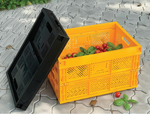 SB Tech Heavy Duty Lightweight Collapsible Stackable Foldable <b>Plastic</b> Storage Crate with 56L - Product Image 1