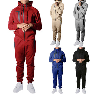 Survêtements pour hommes avec fermeture éclair, couleur unie, vêtements décontractés, haute qualité, saison hivernale, logo personnalisé, survêtements pour hommes avec fermeture éclair - Product Image 2