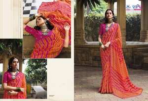 Georgette premium avec motif en mousseline de soie Lehariya Saree Catalogue complet disponible au tarif de gros vêtements décontractés - Product Image 2