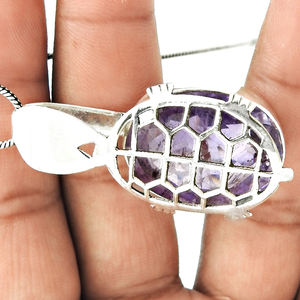 New Arrival Wholesale Personalized Jewelry 925 Sterling Silver Natural <b>Purple</b> Amethyst Gemstone Oval Shape Unique Design Pendant - Product Image 3