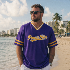 Camiseta Deportiva Personalizada Estilo Playero con Sublimación, Estilo Puertorriqueño, Cuello en V, Camiseta de Equipo, Camiseta de Fútbol de Malla Estilo Isleño - Product Image 1