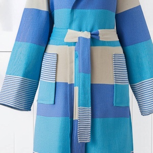 Albornoz Turco Havana de Tejido Plano, Turquesa y Azul, con Capucha, 100% Algodón - Product Image 4