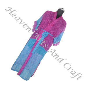 KL009 Beachwear Vintage Sari Kimono <b>Long</b>- Manufacturer of Beachwear Vintage Sari Kimono <b>Long</b> <b>Cardigan</b> Vintage Sari Kimono <b>Long</b> - Product Image 1