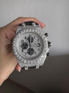 Montre chronographe avec cadran en moissanite sertie de diamants, fabrication artisanale, qualité supérieure, automatique, bracelet en caoutchouc, montre en diamants pour hommes - Product Image 5