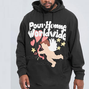 2024 sur mesure hommes sweats à capuche bouffée impression décontracté hiver pull couleurs unies Polyester/coton teint uni - Product Image 1