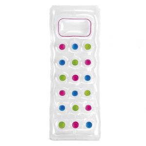 INTEX 188x71cm Colchón Inflable Transparente con 18 Agujeros Piscina Mar Tumbona Flotante Asientos Verde/Rosa 100kg Capacidad - Product Image 1