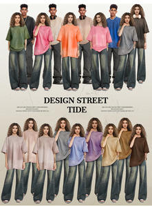 เสื้อยืดครอปทรงบ็อกซี่สีเรียบสำหรับผู้ชายเสื้อทรงกรดลอนพิมพ์ลายเปล่าขนาดใหญ่ออกแบบได้ตามต้องการ - Product Image 4