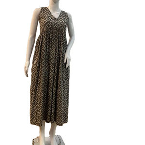 เดรสแขนกุดผ้าฝ้ายบาติกคอวีระบายอากาศได้ดีสวมใส่สบายสำหรับวันหยุดไซส์ใหญ่พิเศษ - Product Image 1