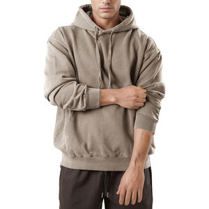 Sweat à capuche vierge lavé à l'acide épaule tombante hommes sweat 500 460 400 GSM Logo personnalisé Polyester coton lourd sweat à capuche surdimensionné - Product Image 4