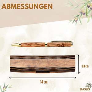 Ballpoint <b>pen</b> with wooden <b>box</b> made of olive wood - Product Image 3