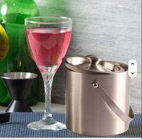 Seau à glace en acier inoxydable avec couvercle et pinces à glace, écologique, pour sublimation, essentiel pour le camping et le bar à domicile, rétention de glace de 1 kg pour la bière