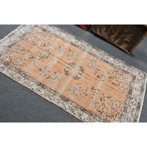 Alfombra Turca Vintage de 3.5x6.6 pies, Alfombra Decorativa, Alfombra Oriental de Lana Naranja Marrón - Product Image 4