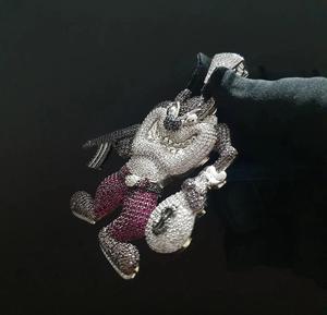 Pendentif personnalisé en zircon avec personnage de dessin animé du diable de Tasmanie, style hip-hop, pendentif en diamant, argent sterling 925, cadeau pour lui - Product Image 4