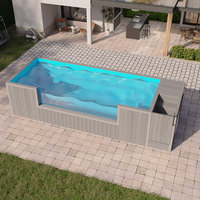 Piscine hors sol facile à installer pour la cour, grande piscine en fibre de verre avec fenêtre en verre de 8 m, idéale pour le plaisir en famille