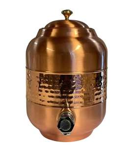 Copper Matka Matte 5 8 10 Litr Capacity Pure Copper Pot <b>Water</b> Dispenser Ayurveda Hammered <b>Water</b> <b>Tank</b> Cooler Contain Agate - Product Image 1