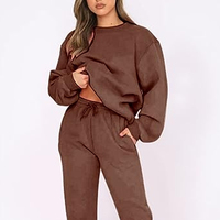 Ensemble de survêtement décontracté en molleton de coton mélangé respirant et antibactérien pour femme, comprenant un sweat-shirt oversize et un pantalon de jogging – Vente en gros