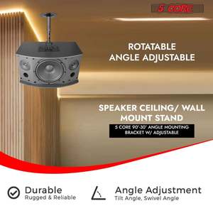 5Core <b>Speaker</b> Wall Mount Rotatable Angle Universal <b>Large</b> Bookshelf Mounting Bracket - Product Image 5