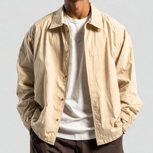 Veste coupe-vent à col rabattu pour homme, veste de pluie imperméable pour homme, style lettreman - Product Image 1