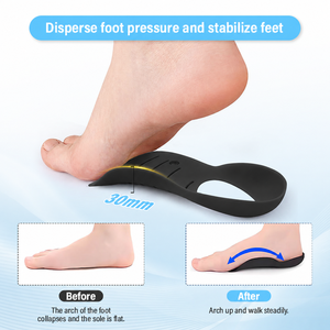 Semelles intérieures antidérapantes lavables en TPE mince, à soutien de la voûte plantaire, longueur 3/4, pour <span class=keywords><strong>pieds</strong></span> plats et fasciite plantaire – Meilleures ventes - Product Image 4