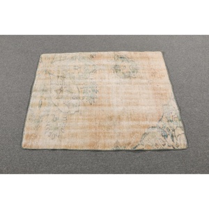 Tapis turc, petit tapis de 2,9 x 3,6 pieds, tapis oriental en laine vintage marron - Product Image 3