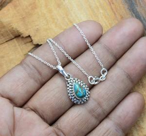 Tendance 925 Sterling Silver Turquoise Gemstone Pendentif Bijoux À La Main En Argent Boho Style Pendentif Bijoux Pour Femmes Cadeau Filles - Product Image 2