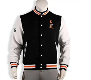 Veste universitaire pour hommes grande taille, broderie de logo personnalisée, laine/polyester, veste décontractée d'hiver, vente en gros - Product Image 3