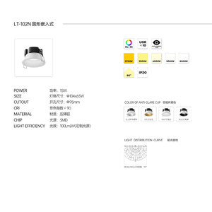 Downlight à LED moderne anti-éblouissement AC 85-265V en aluminium moulé sous pression à large faisceau encastré remplit doucement les espaces pour Singapour - Product Image 6