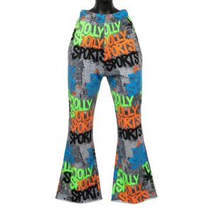 Pantalones acampanados para mujer, tejido de punto de poliéster y elastano de alta calidad, 240 GSM, transpirable, estampado por sublimación colorido, pantalones para mujer - Product Image 1